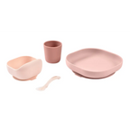Beaba Silicone 4 Piece Baby Meal Set – Suction Plate, Suction Bowl, Anti-Slip Cup & 2nd Stage Spoon, Non-Slip, Unbreakable, Ergonomic Design, Easy to Clean, BPA-Free Baby Feeding Set for Mess-Free Mealtime Essentials, 4M+ - Cotton candy