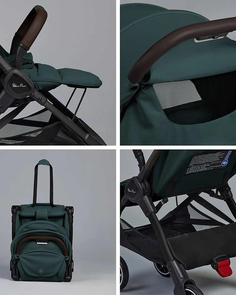 Silver Cross Clic 2 Cabin Friendly Stroller-One Hand Fold-Flat Reclining Seat-Includes Rain Cover-2 Years Warranty-Pram for 0 to 4Y (Upto 22 Kg)-Conifer