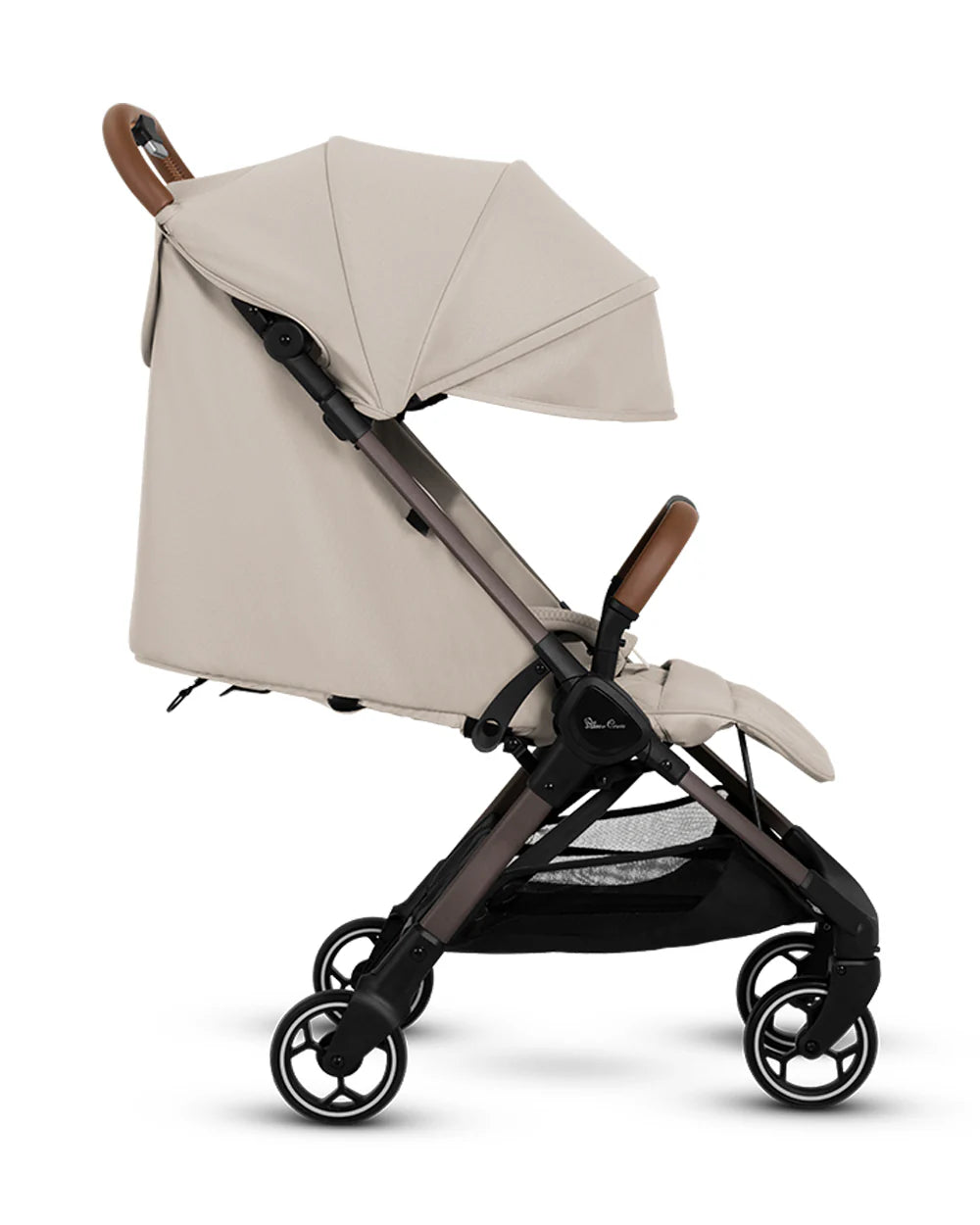 Silver Cross Clic 2 Cabin Friendly Stroller-One Hand Fold-Flat Reclining Seat-Includes Rain Cover-2 Years Warranty-Pram for 0 to 4Y (Upto 22 Kg)-Latte