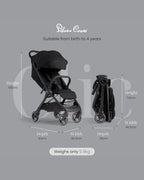 Silver Cross Clic 2 Cabin Friendly Stroller-One Hand Fold-Flat Reclining Seat-Includes Rain Cover-2 Years Warranty-Pram for 0 to 4Y (Upto 22 Kg)-Space