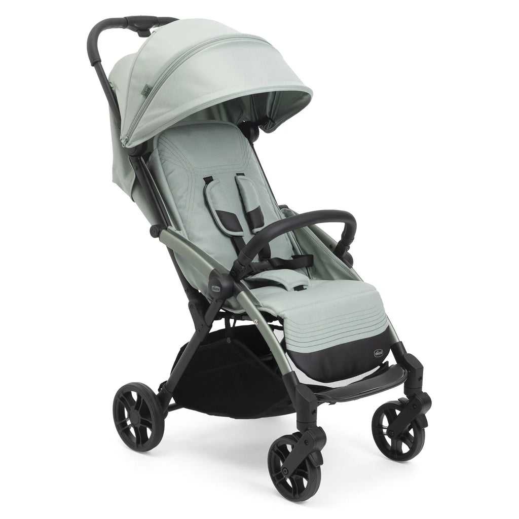 Chicco Goody XPlus Lightweight Stroller-One Hand Fold-Flat Reclining Seat-Big Shock Absorber Wheels-6 Months Warranty-For 0 to 4Y (Upto 22 Kg)-Sage