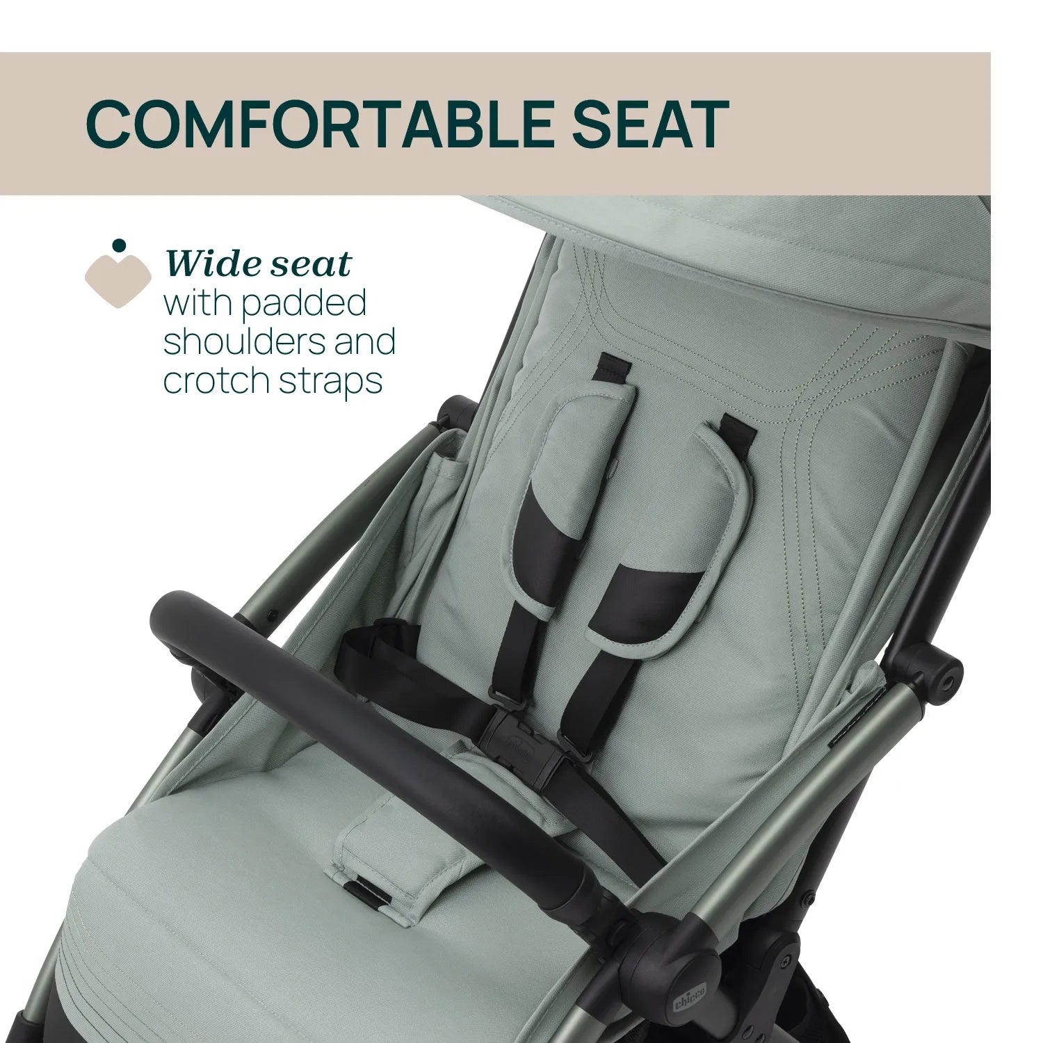 Chicco Goody XPlus Lightweight Stroller-One Hand Fold-Flat Reclining Seat-Big Shock Absorber Wheels-6 Months Warranty-For 0 to 4Y (Upto 22 Kg)-Sage