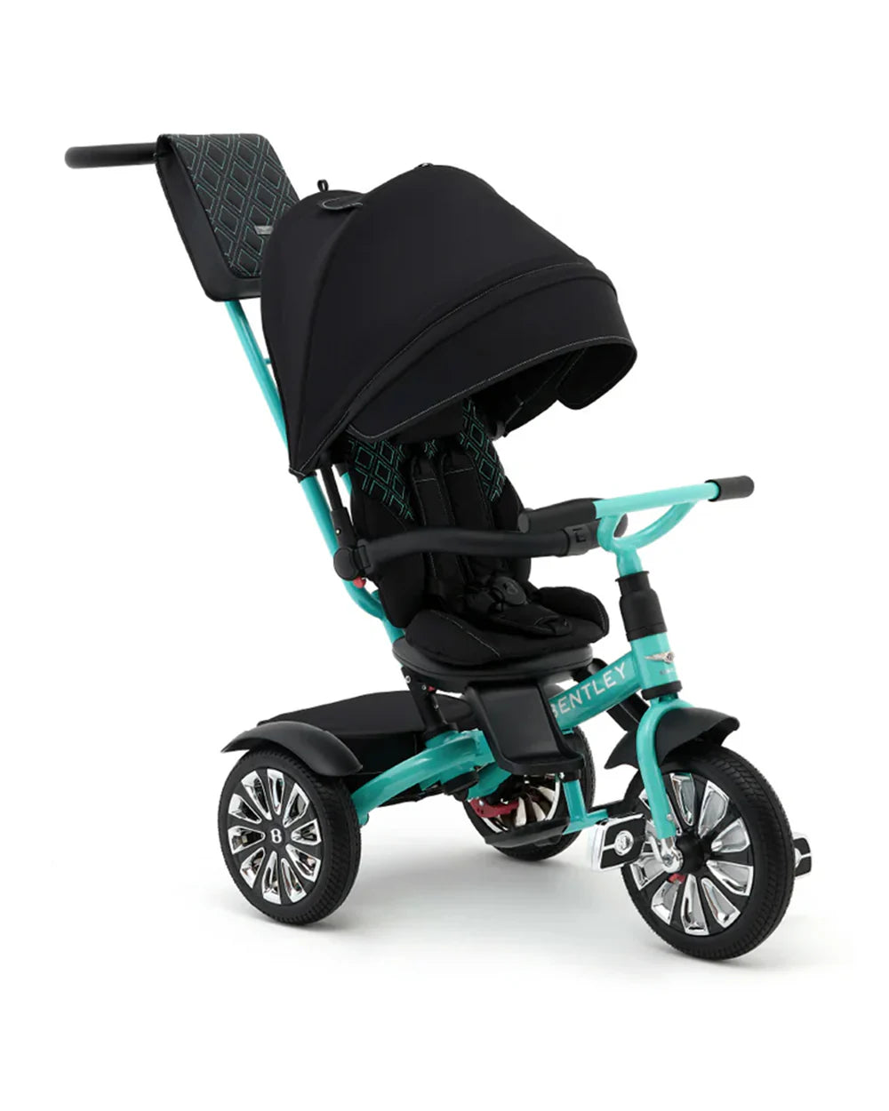 Bentley Mulliner 6 in 1 Trike Stroller-Continental GT Mulliner Style Replica Wheels-Cross Stiched & Cushioned Seats-With Bentley Badge & Anti Slip Pedals-For 6M to 5Y (Upto 25 Kg)-Celeste