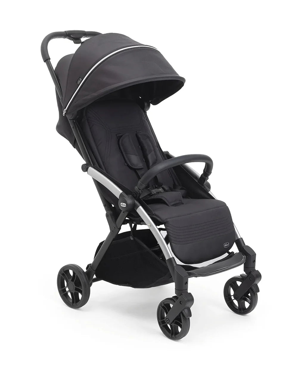 Chicco Goody XPlus Lightweight Stroller-One Hand Fold-Flat Reclining Seat-Big Shock Absorber Wheels-6 Months Warranty-For 0 to 4Y (Upto 22 Kg)-Ebony