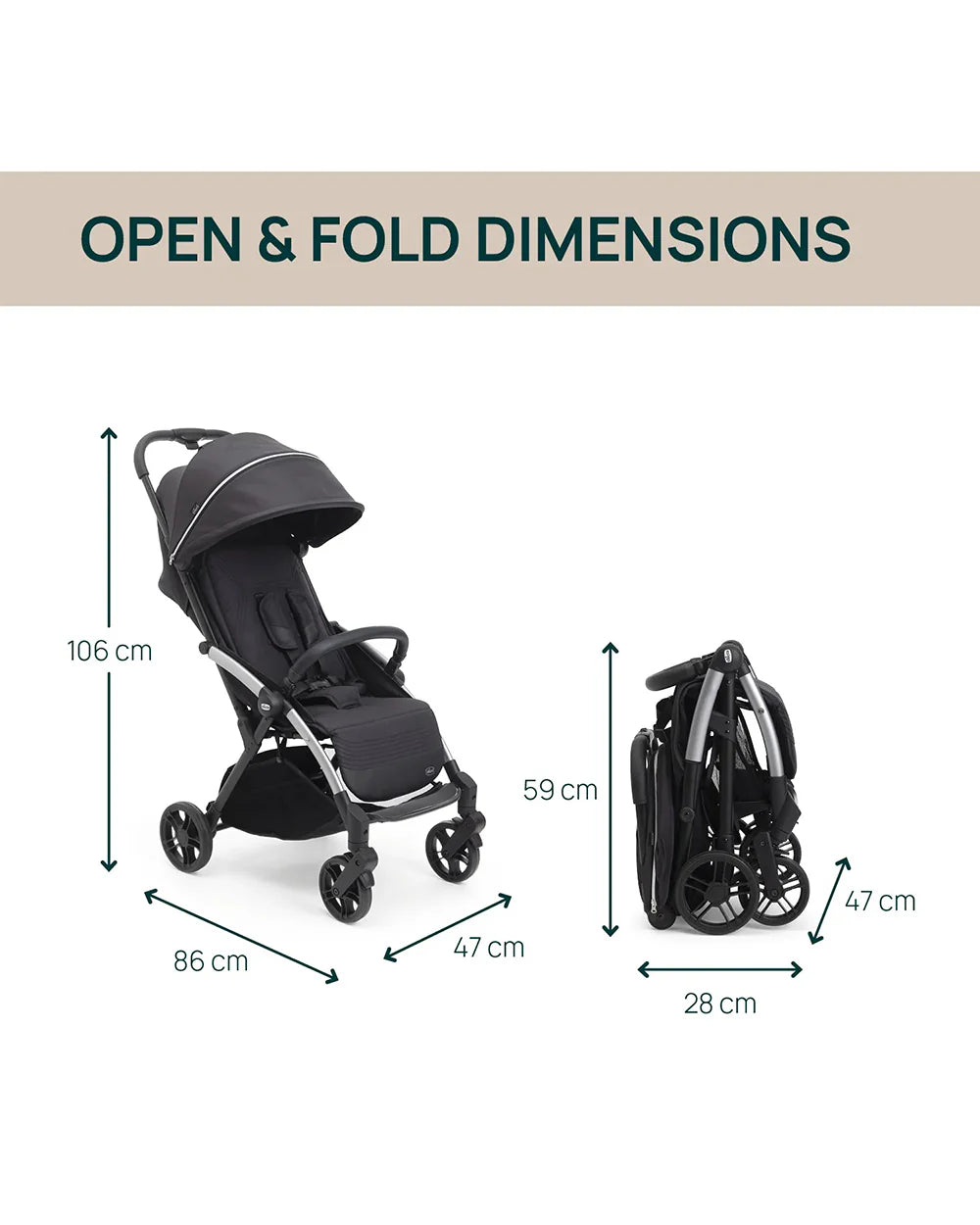 Chicco Goody XPlus Lightweight Stroller-One Hand Fold-Flat Reclining Seat-Big Shock Absorber Wheels-6 Months Warranty-For 0 to 4Y (Upto 22 Kg)-Ebony