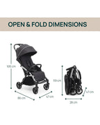 Chicco Goody XPlus Lightweight Stroller-One Hand Fold-Flat Reclining Seat-Big Shock Absorber Wheels-6 Months Warranty-For 0 to 4Y (Upto 22 Kg)-Ebony