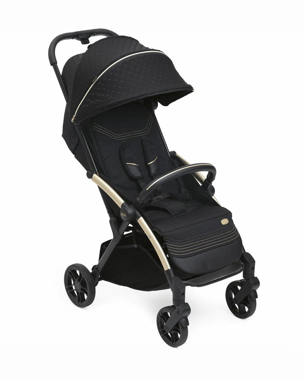 Chicco Goody XPlus Lightweight Stroller-One Hand Fold-Flat Reclining Seat-Big Shock Absorber Wheels-6 Months Warranty-For 0 to 4Y (Upto 22 Kg)-Black Relux