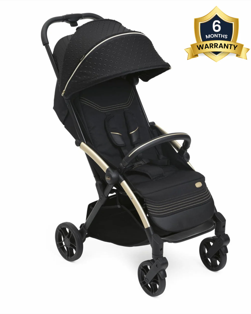 Chicco Goody XPlus Lightweight Stroller-One Hand Fold-Flat Reclining Seat-Big Shock Absorber Wheels-6 Months Warranty-For 0 to 4Y (Upto 22 Kg)-Black Relux