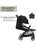 Chicco Goody XPlus Lightweight Stroller-One Hand Fold-Flat Reclining Seat-Big Shock Absorber Wheels-6 Months Warranty-For 0 to 4Y (Upto 22 Kg)-Black Relux