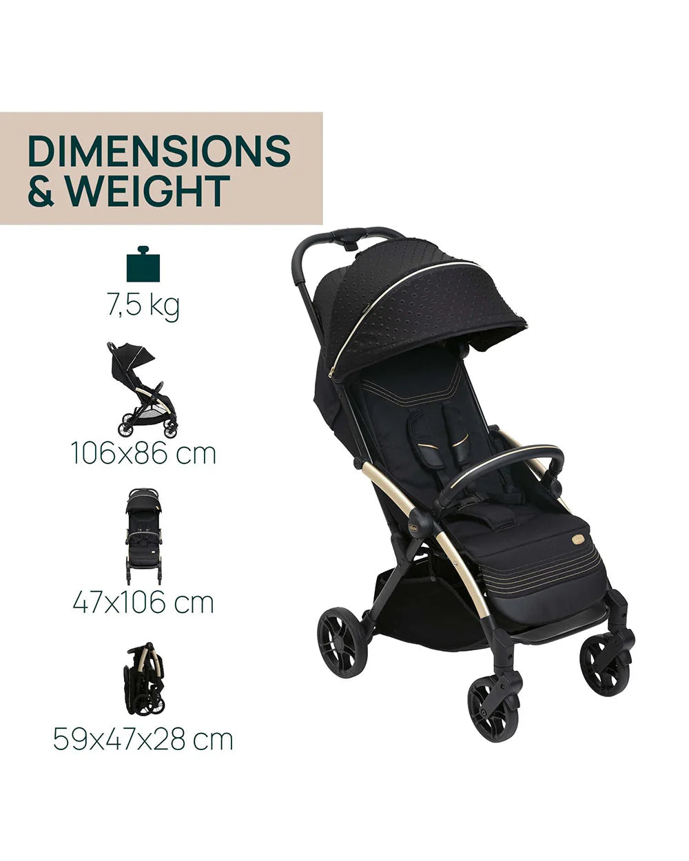 Chicco Goody XPlus Lightweight Stroller-One Hand Fold-Flat Reclining Seat-Big Shock Absorber Wheels-6 Months Warranty-For 0 to 4Y (Upto 22 Kg)-Black Relux