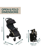 Chicco Goody XPlus Lightweight Stroller-One Hand Fold-Flat Reclining Seat-Big Shock Absorber Wheels-6 Months Warranty-For 0 to 4Y (Upto 22 Kg)-Black Relux