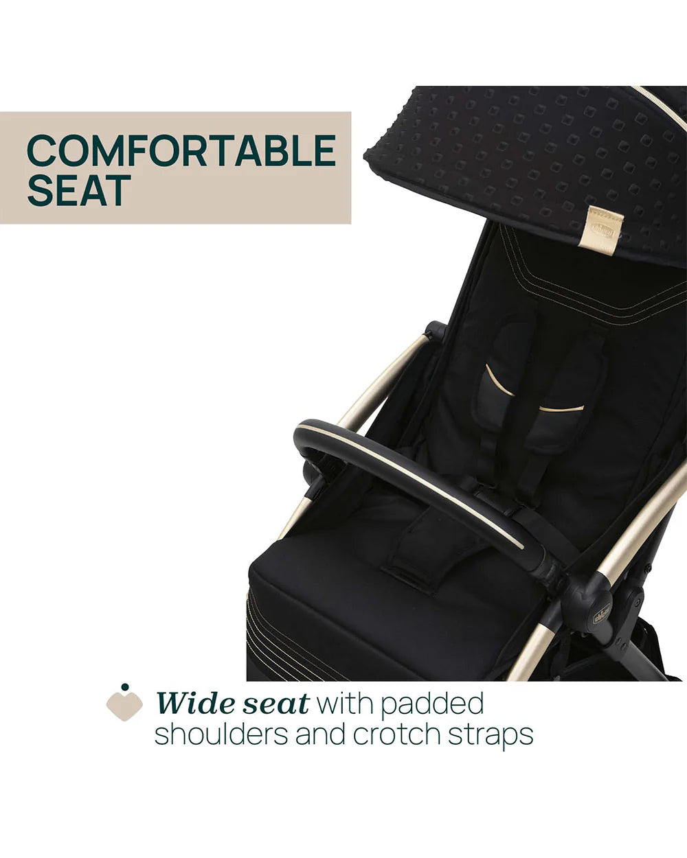 Chicco Goody XPlus Lightweight Stroller-One Hand Fold-Flat Reclining Seat-Big Shock Absorber Wheels-6 Months Warranty-For 0 to 4Y (Upto 22 Kg)-Black Relux