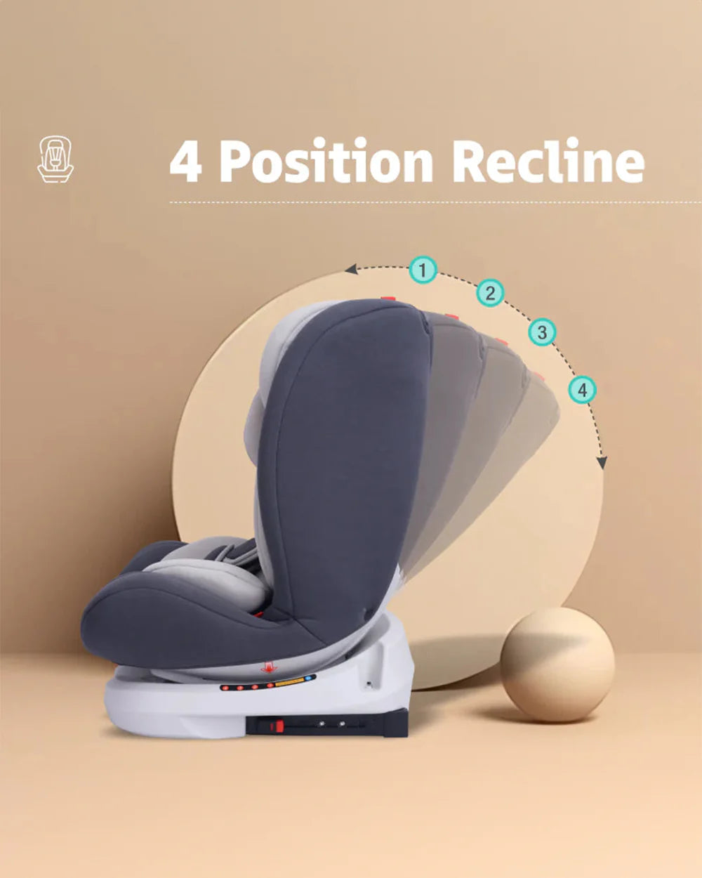 R for Rabbit Jack N Jill Grand ISOFIX Baby Car Seat-360 Degree Rotation-ECE R44/04 Certified-For 0 to 12Y (Upto 36 Kg)-Grey