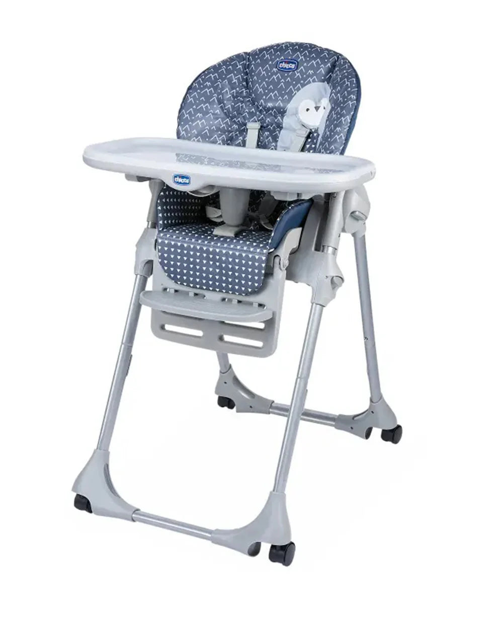 Chicco Polly Easy Baby High Chair-7 Position Height Adjustment-4-Wheels with Brakes-6M to 3Y (Upto 15Kg)-Pinguin