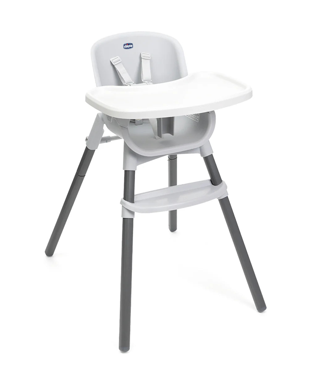 Chicco Polly Zest Baby High Chair-With Feeding Chair, Youth Stool & Baby Chair Mode- 5 Point Harness-Removable Tray-For 6M to 8Y (Upto 40 kg)-Moon Grey