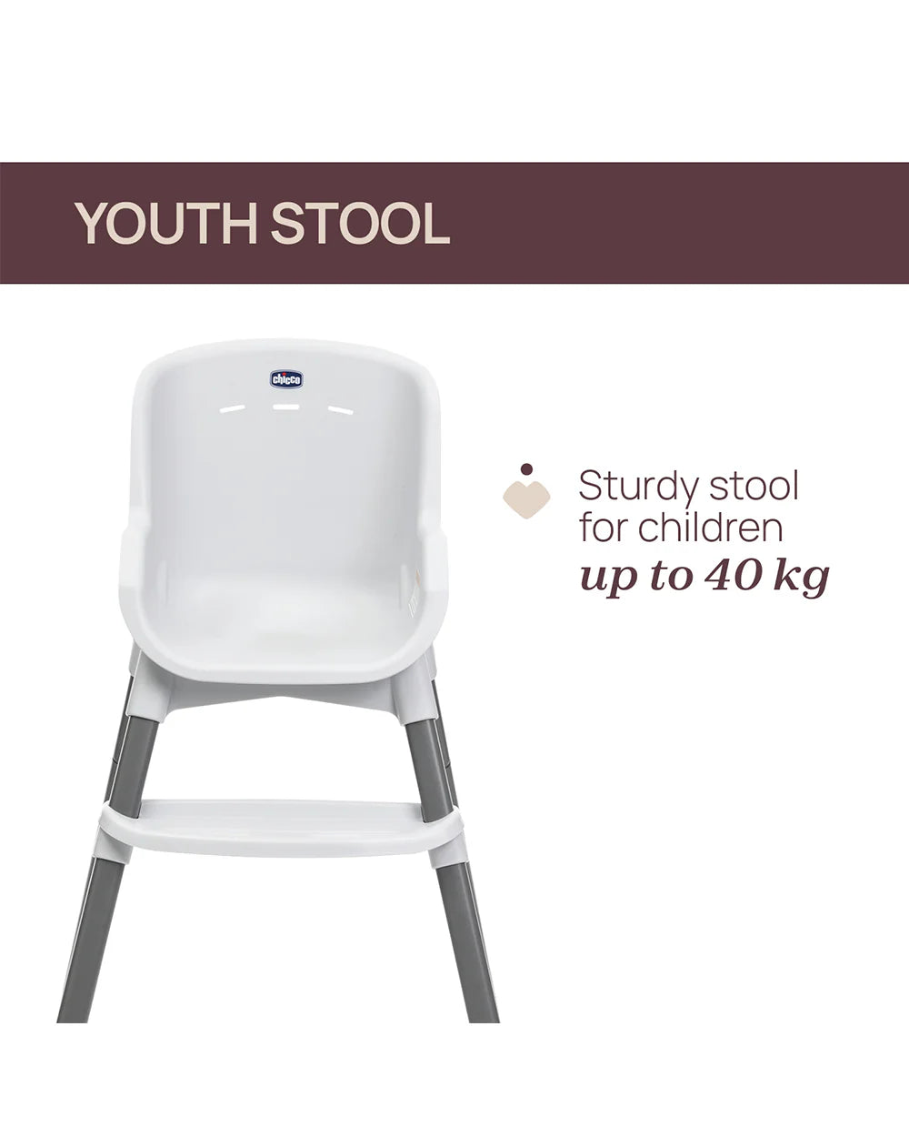 Chicco Polly Zest Baby High Chair-With Feeding Chair, Youth Stool & Baby Chair Mode- 5 Point Harness-Removable Tray-For 6M to 8Y (Upto 40 kg)-Moon Grey