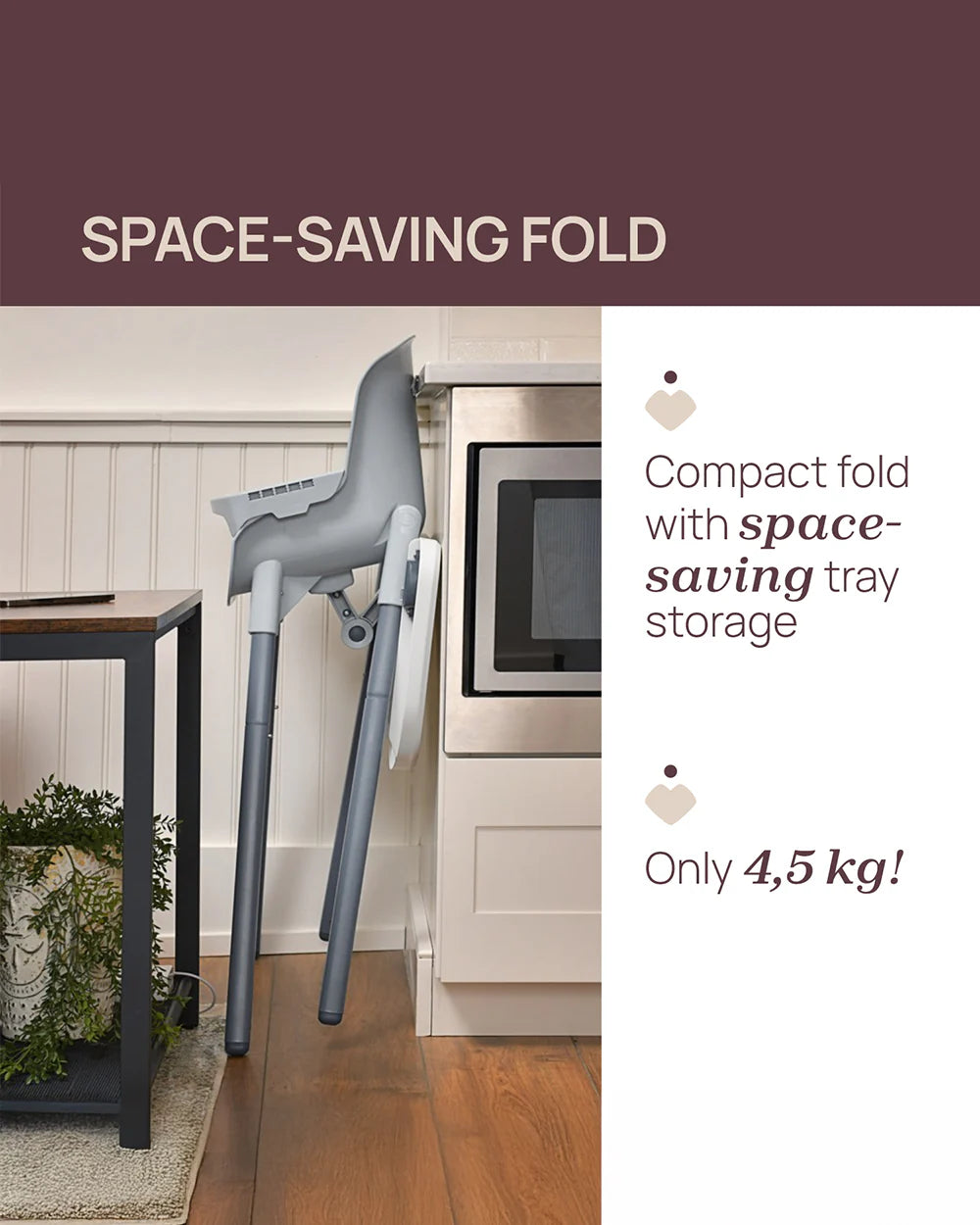 Chicco Polly Zest Baby High Chair-With Feeding Chair, Youth Stool & Baby Chair Mode- 5 Point Harness-Removable Tray-For 6M to 8Y (Upto 40 kg)-Moon Grey