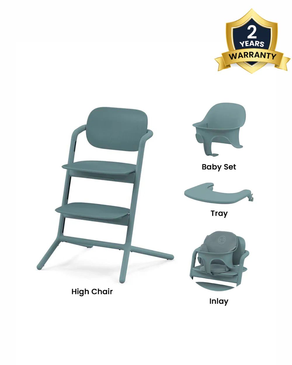 Cybex Lemo 3 in 1 High Chair-With Comfort Inlay, Baby Set & Tray-2 Years Warranty-For 6M to 99Y (Upto 120 Kg)-Stone Blue