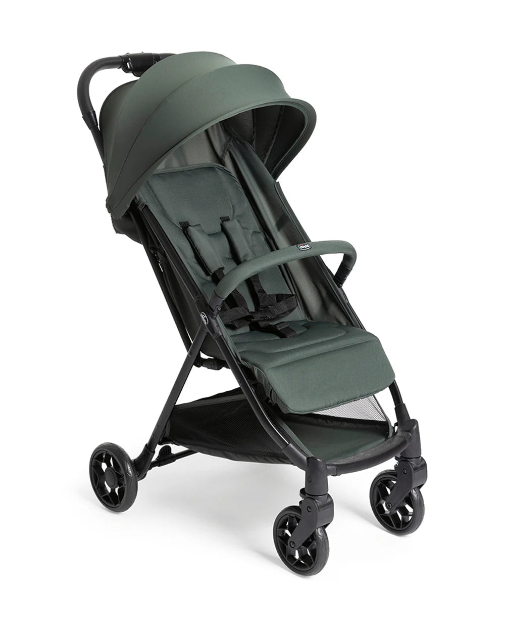 Chicco Urbino Lightweight Baby Stroller-Flat Reclining Seat-One Hand Fold-6 Months Warranty-For 0 to 4Y (Upto 22 Kg)-Evergreen