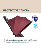 Chicco Urbino Lightweight Baby Stroller-Flat Reclining Seat-One Hand Fold-6 Months Warranty-For 0 to 4Y (Upto 22 Kg)-Ruby