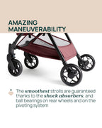 Chicco Urbino Lightweight Baby Stroller-Flat Reclining Seat-One Hand Fold-6 Months Warranty-For 0 to 4Y (Upto 22 Kg)-Ruby