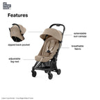 Cybex Coya Cabin-Friendly Travel Stroller, Ultra Compact One Hand Fold, Reclining Seat, Car Seat Compatible, Integrated Legrest and Carry Strap from Birth to 4 years - Cozy Beige
