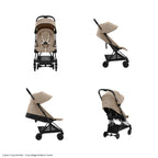 Cybex Coya Cabin-Friendly Travel Stroller, Ultra Compact One Hand Fold, Reclining Seat, Car Seat Compatible, Integrated Legrest and Carry Strap from Birth to 4 years - Cozy Beige