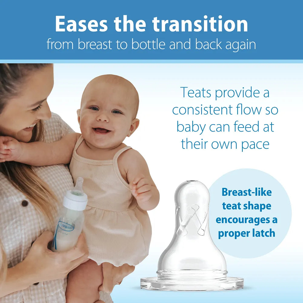 Dr. Brown's Natural Flow Narrow Baby Bottle Silicone Nipple, 2-Pack - Preemie (0m+ Slowest Flow)