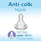 Dr. Brown's Natural Flow Narrow Baby Bottle Silicone Nipple, 2-Pack - Level 4 (9m+ Fast Flow)