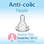Dr. Brown's Natural Flow Narrow Baby Bottle Silicone Nipple, 2-Pack - Preemie (0m+ Slowest Flow)