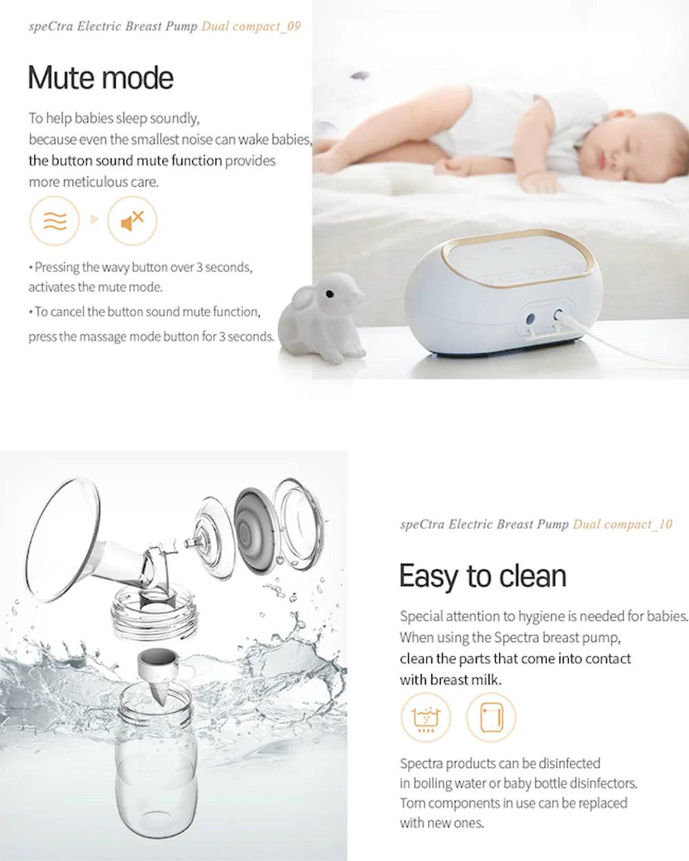 Spectra Dual Compact Synergy Gold Rechargeable Double Electric Breast Pump-Independent Control for each Breast-Simulates Natural Suckling-Touch LCD with Timer Control and Mute Mode-Close System-Backflow Protection-Milk Expression Pump