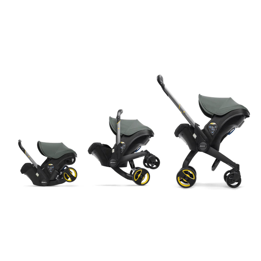 Doona+ Baby Car Seat & Travel Stroller - Convertible Infant Car Seat, Carry Cot and Pram with 5 Point Safety Harness, Ergonomic Pushchair and Travel System (ISOFIX Base Sold Separately)- Foggy Grey