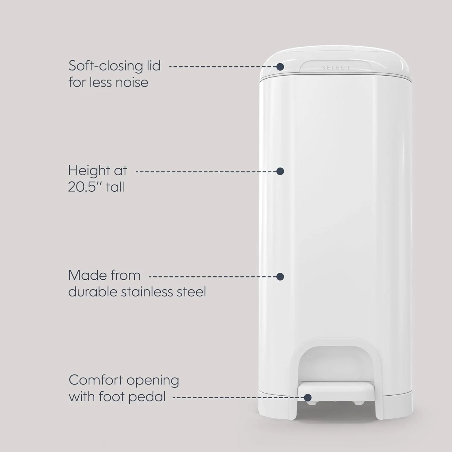 Diaper Genie Select Diaper Pail-Comes with Square Starter Refills-Stainless Steel-Holds upto 40 newborn diapers-Push N Lock clamp to prevent odour-Foot pedal for easy one-handed operation-Grey