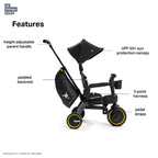 Doona™ Liki Trike S5 - Premium Foldable Trike for Toddlers, Kids/Baby Tricycle Stroller with Cushion Seat, UPF 50+ Sun Protection & Harness, Parental Control, Ages 10 Months to 3 Years-black