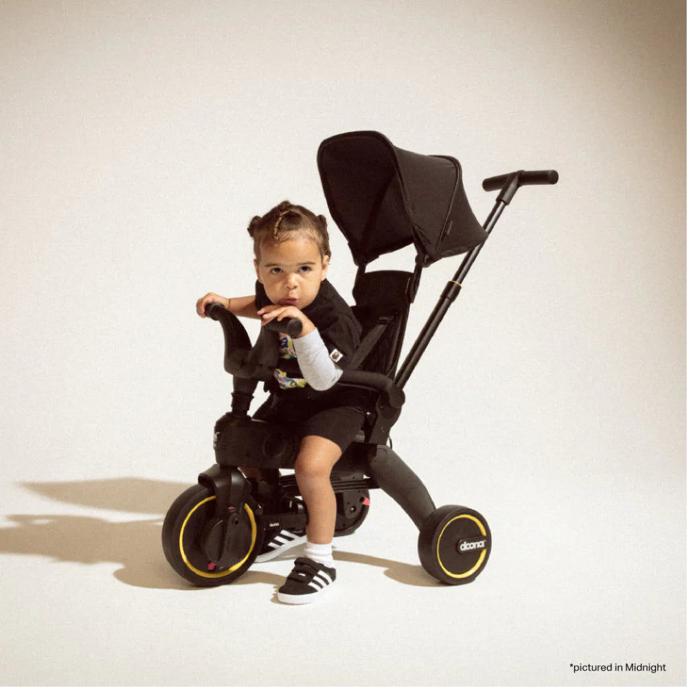 Doona™ Liki Trike S5 - Premium Foldable Trike for Toddlers, Kids/Baby Tricycle Stroller with Cushion Seat, UPF 50+ Sun Protection & Harness, Parental Control, Ages 10 Months to 3 Years-black