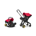 Doona+ Baby Car Seat & Travel Stroller - Convertible Infant Car Seat, Carry Cot and Pram with 5 Point Safety Harness, Ergonomic Pushchair and Travel System (ISOFIX Base Sold Separately)- Red