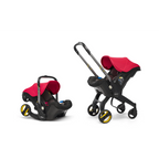 Doona+ Baby Car Seat & Travel Stroller - Convertible Infant Car Seat, Carry Cot and Pram with 5 Point Safety Harness, Ergonomic Pushchair and Travel System (ISOFIX Base Sold Separately)- Red