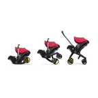 Doona+ Baby Car Seat & Travel Stroller - Convertible Infant Car Seat, Carry Cot and Pram with 5 Point Safety Harness, Ergonomic Pushchair and Travel System (ISOFIX Base Sold Separately)- Red