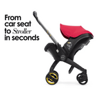 Doona+ Baby Car Seat & Travel Stroller - Convertible Infant Car Seat, Carry Cot and Pram with 5 Point Safety Harness, Ergonomic Pushchair and Travel System (ISOFIX Base Sold Separately)- Red