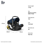 Doona+ Baby Car Seat & Travel Stroller - Convertible Infant Car Seat, Carry Cot and Pram with 5 Point Safety Harness, Ergonomic Pushchair and Travel System (ISOFIX Base Sold Separately)- Deep Blue
