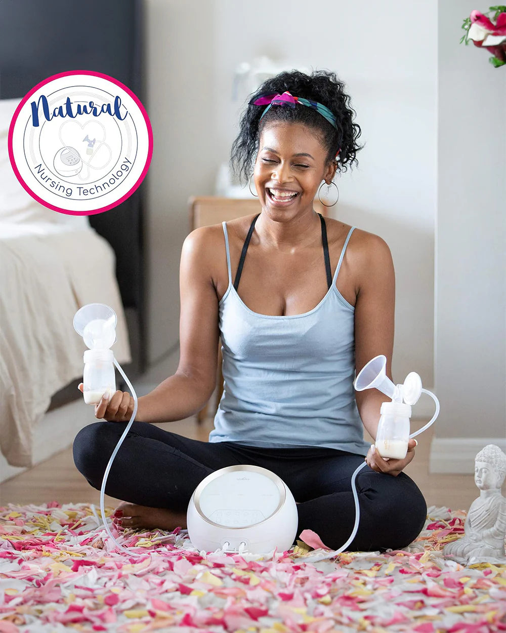 Spectra Dual S Synergy Gold Double Electric Breast Pump-Independent Control for each Breast-With Hospital Grade Suction (270 mmHg) on Each Side-Touch LCD with Timer Control & Mute Mode-Close System-Backflow Protection-Milk Expression Pump