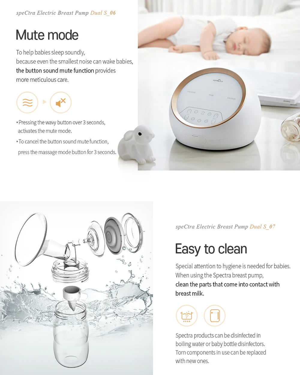 Spectra Dual S Synergy Gold Double Electric Breast Pump-Independent Control for each Breast-With Hospital Grade Suction (270 mmHg) on Each Side-Touch LCD with Timer Control & Mute Mode-Close System-Backflow Protection-Milk Expression Pump
