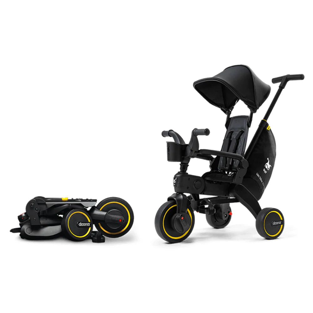 Doona™ Liki Trike S5 - Premium Foldable Trike for Toddlers, Kids/Baby Tricycle Stroller with Cushion Seat, UPF 50+ Sun Protection & Harness, Parental Control, Ages 10 Months to 3 Years (Midnight)