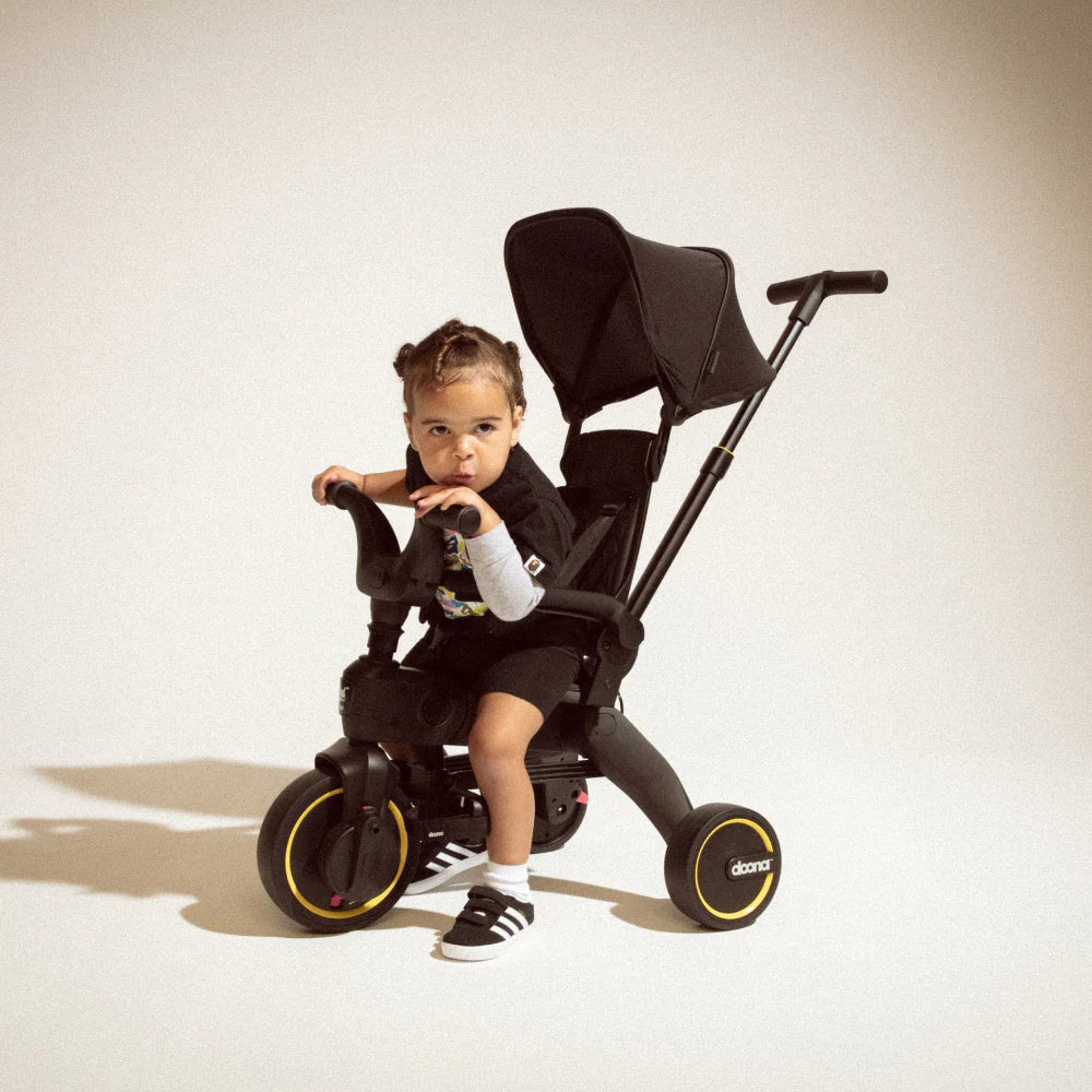 Doona™ Liki Trike S5 - Premium Foldable Trike for Toddlers, Kids/Baby Tricycle Stroller with Cushion Seat, UPF 50+ Sun Protection & Harness, Parental Control, Ages 10 Months to 3 Years (Midnight)