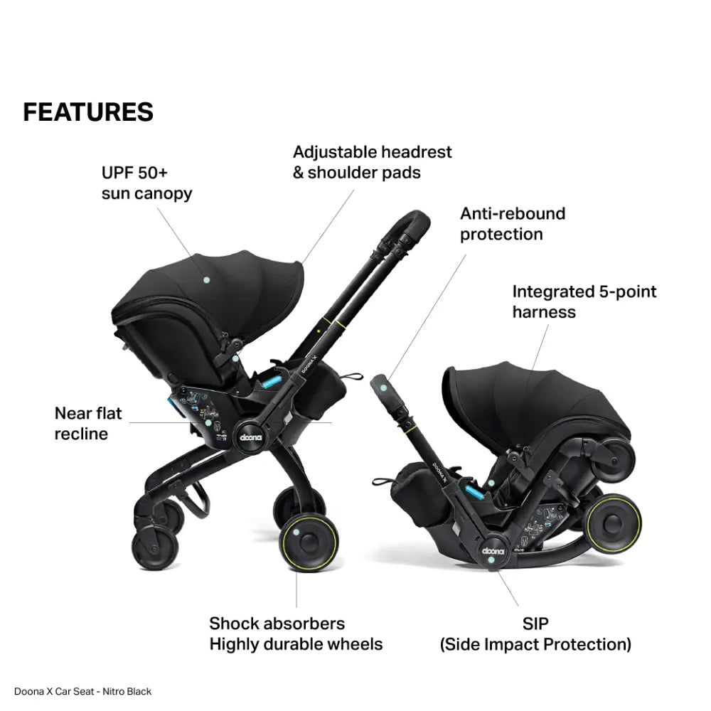 Doona X Infant Car Seat & Stroller Black
