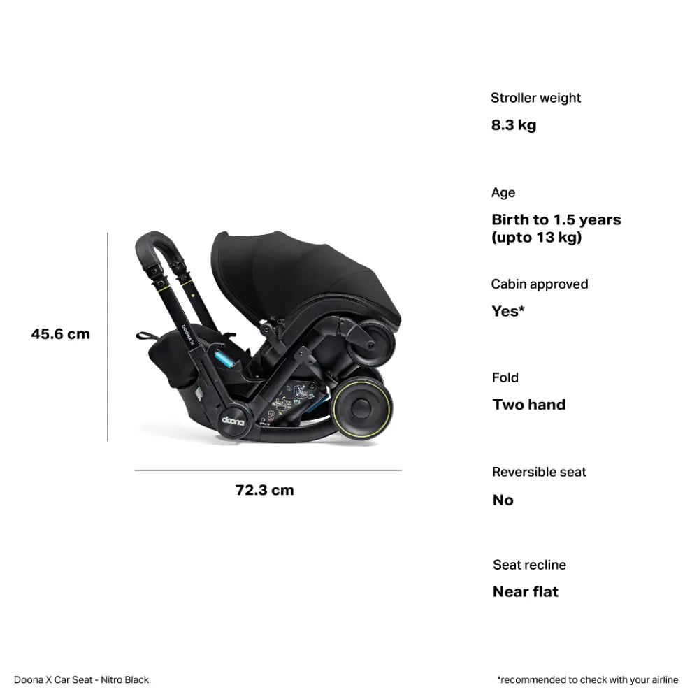 Doona X Infant Car Seat & Stroller Black