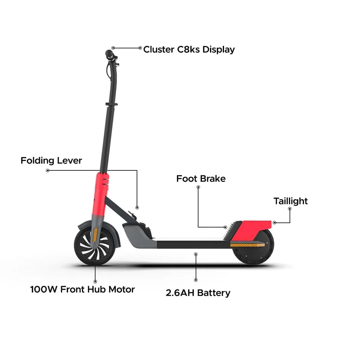 EMotorad Lil E Junior Electric Kick Scooter – Foldable Frame, 100W Motor, 2.6Ah Battery, for Kids 6+ Years