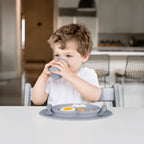 ezpz Mini Feeding Set – 100% Food-Grade Silicone Suction Plate, Spoon & Fork, Baby & Toddler Self-Feeding, Highchair & Table Use, Microwave Safe, 12 Months+ GREY