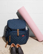 Skip Hop Forma Diaper Bag-Backpack-With Changing Pad-Extra Wide Opening & Lightweight Quilted Design-Navy