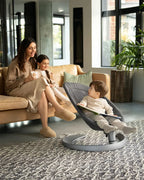Nuna Leaf Grow Baby Bouncer-Organic Jersey Knit Cotton Insert-3 Ergonomic Recline Positions-With Toy Bar-2 Years Warranty-For Infants-Granite